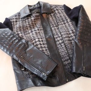 BCBGMaxaria Unique Wool and Leather Jacket